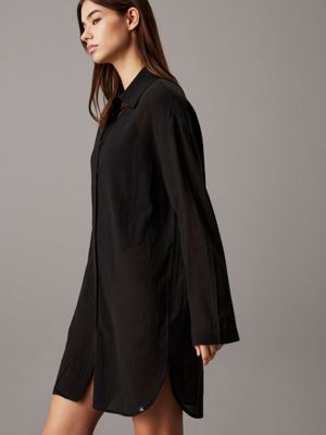 pvh black soft crepe beach shirt dress for women calvin klein