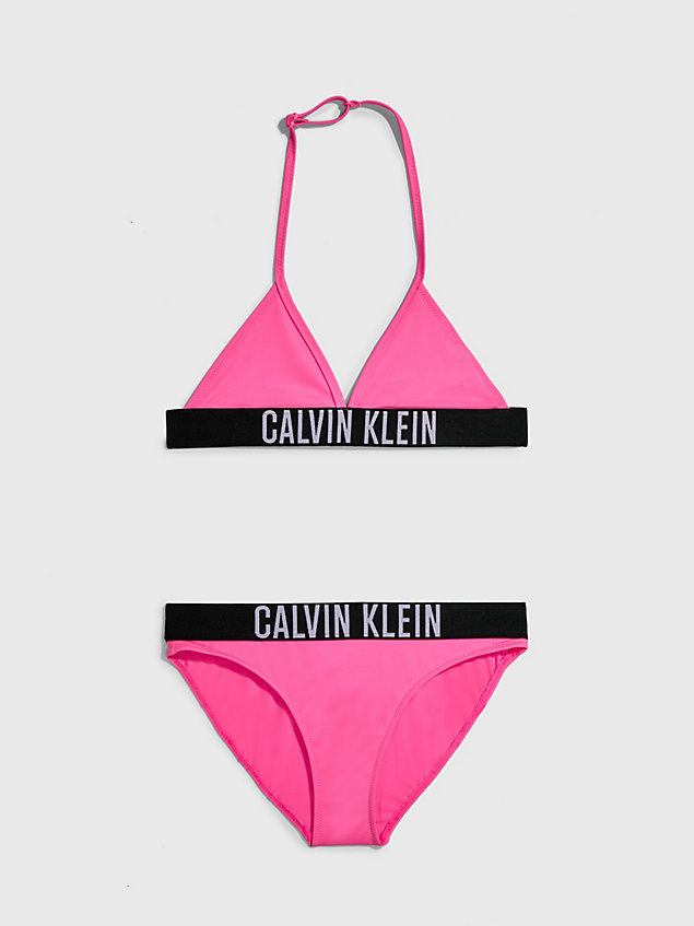 pink girls triangle bikini set - intense power for girls calvin klein