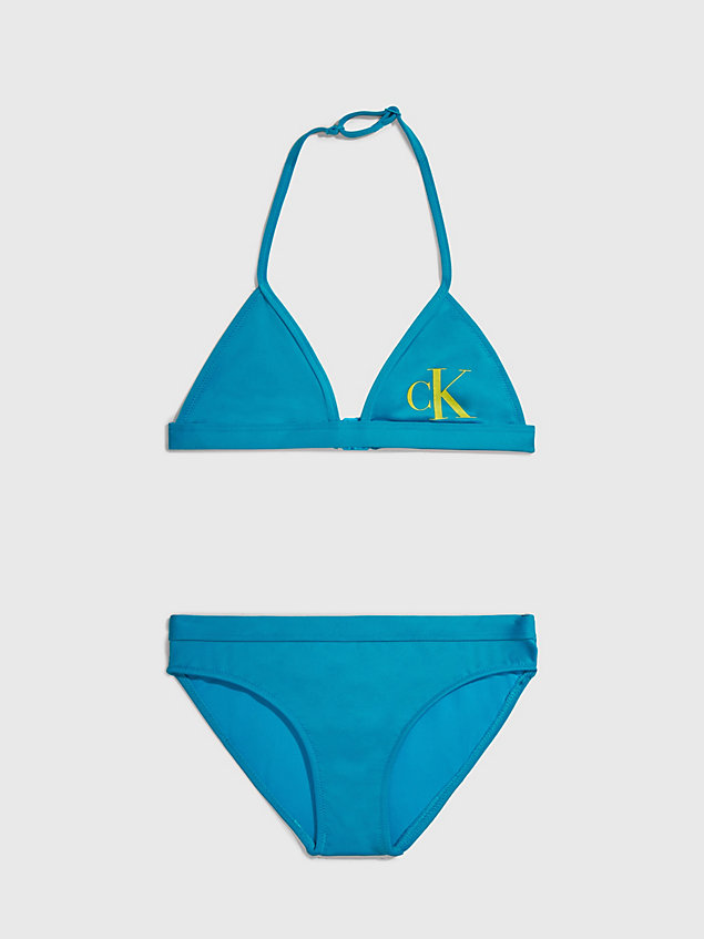 completo bikini a triangolo bambina - ck monogram blue da bambina calvin klein