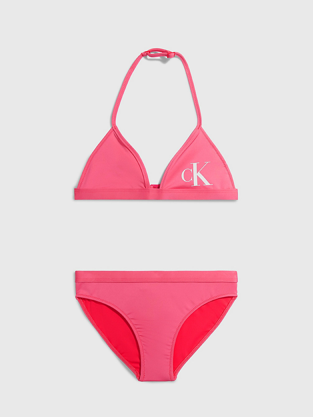 PINK FLASH Girls Triangle Bikini Set - CK Monogram undefined girls Calvin Klein