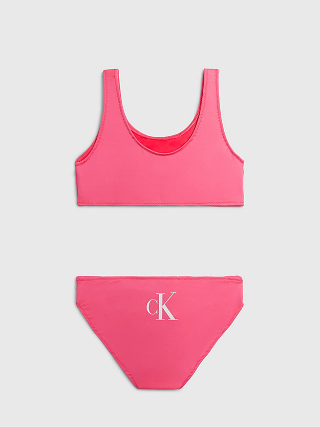 PINK FLASH Girls Bralette Bikini Set - CK Monogram for girls CALVIN KLEIN