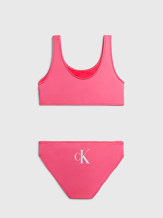 pink bikini-set mit bralette für mädchen - ck monogram für maedchen - calvin klein