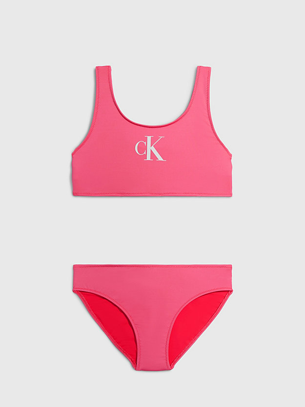 PINK FLASH Girls Bralette Bikini Set - CK Monogram for girls CALVIN KLEIN