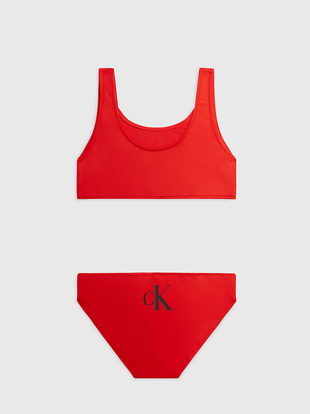 red girls bralette bikini set - ck monogram for girls calvin klein