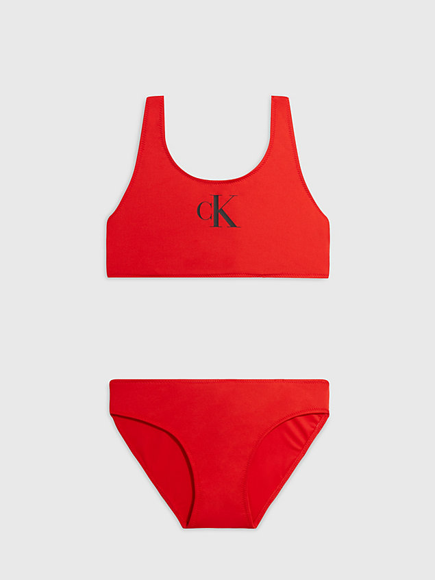 red girls bralette bikini set - ck monogram for girls calvin klein
