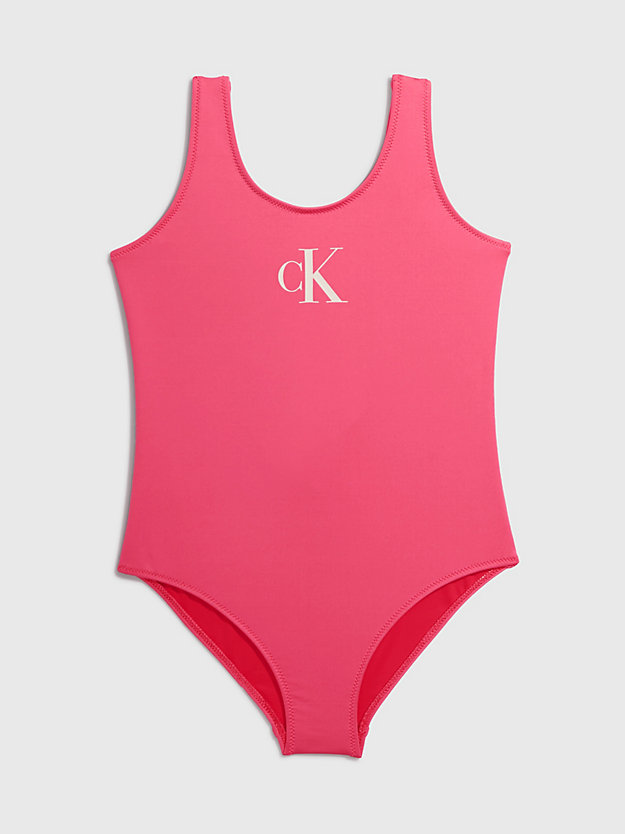 PINK FLASH Girls Swimsuit - CK Monogram for girls CALVIN KLEIN