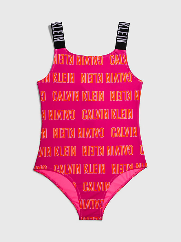 IP BLOCKING LOGO PINK AOP Girls Swimsuit - Intense Power for girls CALVIN KLEIN