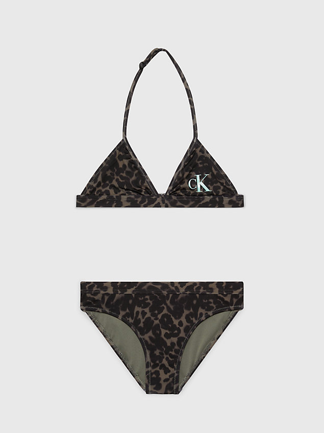 green girls triangle bikini set - ck monogram for girls calvin klein