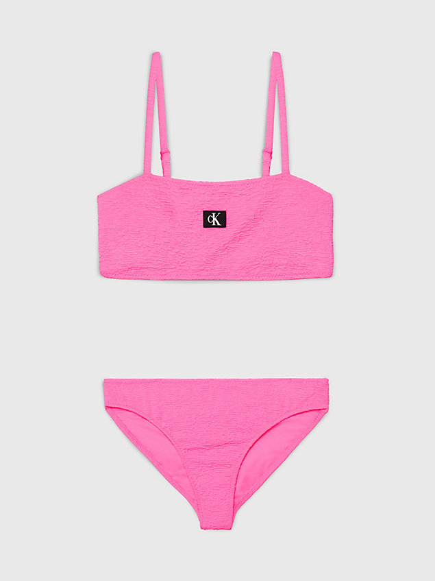 bikini pour fille - ck monogram texture pink pour filles calvin klein