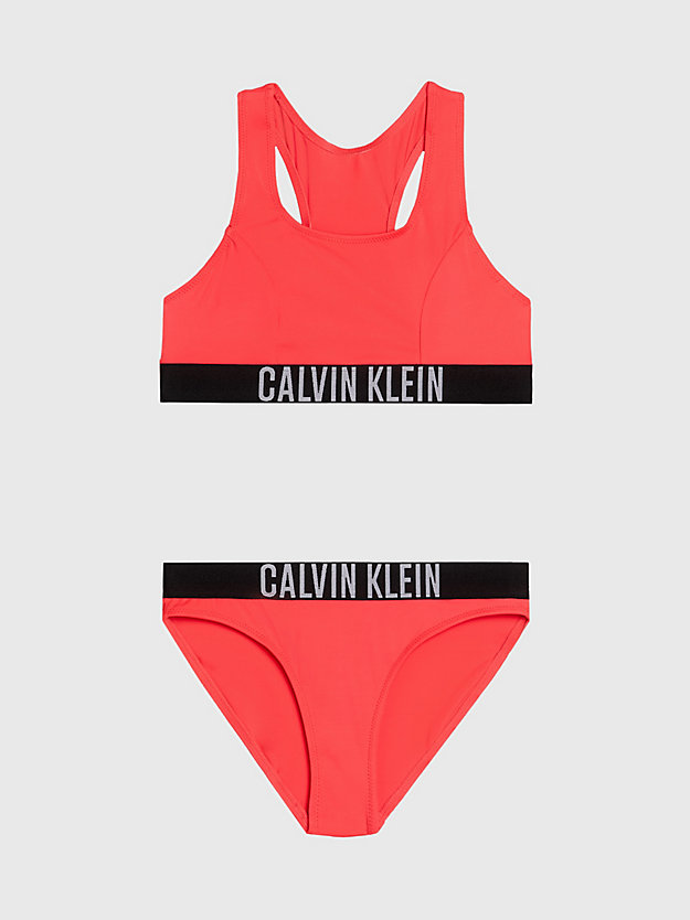 signal red girls bralette bikini set - intense power for girls calvin klein