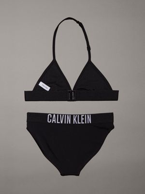 pvh black girls triangle bikini set - intense power for girls calvin klein jeans