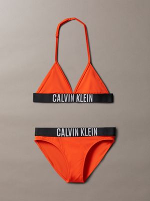 red girls triangle bikini set - intense power for girls calvin klein jeans