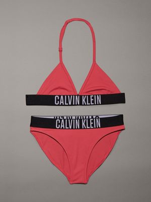 red girls triangle bikini set - intense power for girls calvin klein jeans