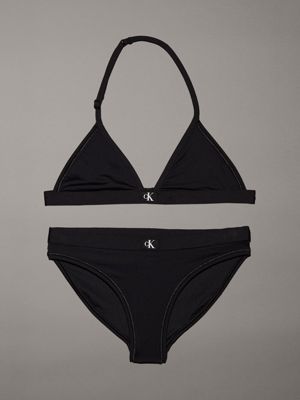 black girls triangle bikini set - ck monogram for girls calvin klein jeans