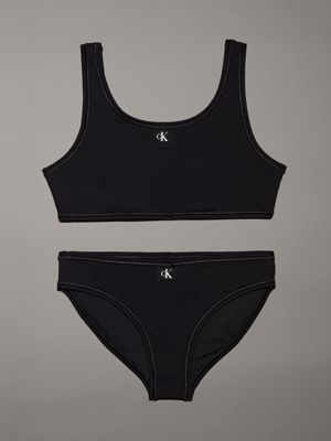 black girls bralette bikini set - ck monogram for girls calvin klein jeans