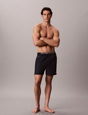 blue double waistband swim shorts - intense power for men calvin klein