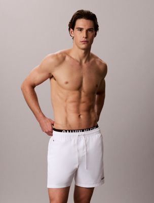 white double waistband swim shorts - intense power for men calvin klein