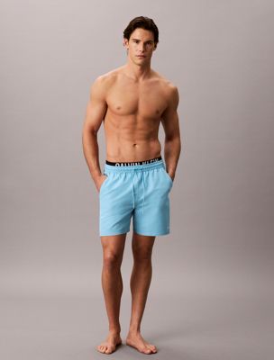 blue double waistband swim shorts - intense power for men calvin klein