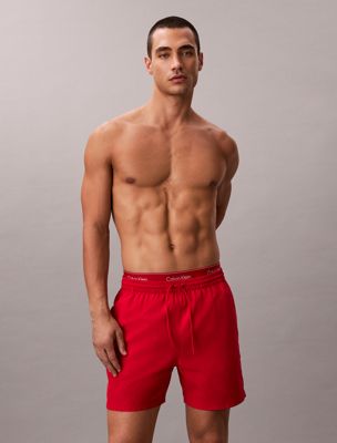 red medium badeshorts mit tunnelzug – ck essentials für herren - calvin klein