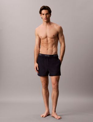 blue short drawstring swim shorts - ck essentials for men calvin klein
