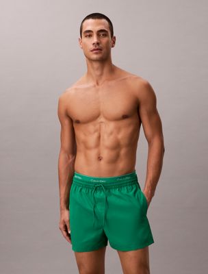 green korte zwemshort met trekkoord - ck essentials voor heren - calvin klein
