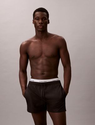 black short drawstring swim shorts - ck essentials for men calvin klein