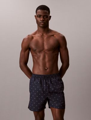 blue solid swim shorts for men calvin klein