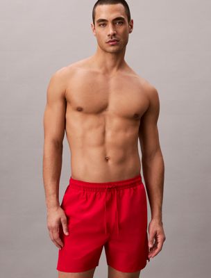 red solid swim shorts for men calvin klein