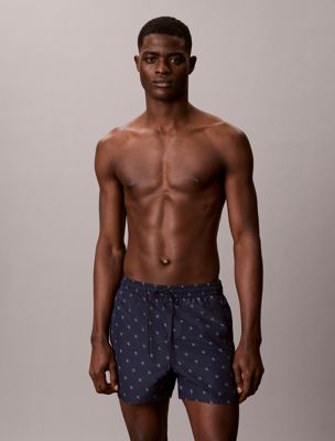 pantaloncini da bagno con cordoncino corto - ck essentials blue da uomini calvin klein