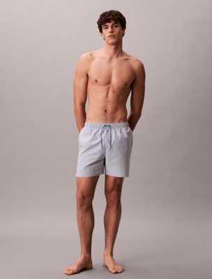 blue medium drawstring swim shorts - seersucker for men calvin klein