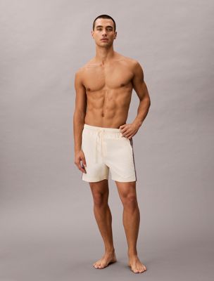 beige medium drawstring swim shorts - ck icon for men calvin klein