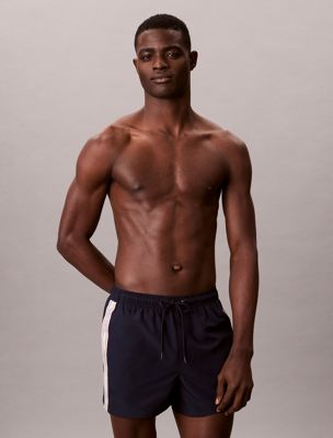 blue short drawstring swim shorts - ck icon for men calvin klein