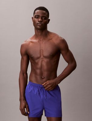 blue short drawstring swim shorts - ck monogram for men calvin klein