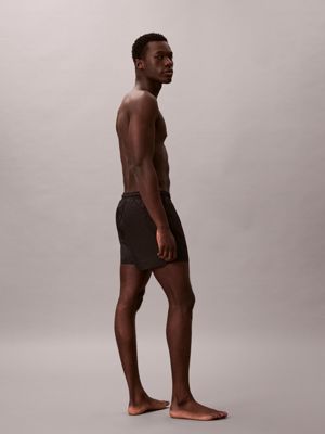 black short drawstring swim shorts - ck monogram for men calvin klein
