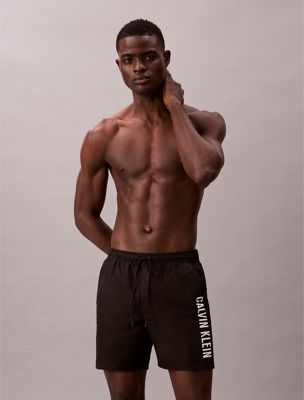 black medium drawstring swim shorts - intense power for men calvin klein