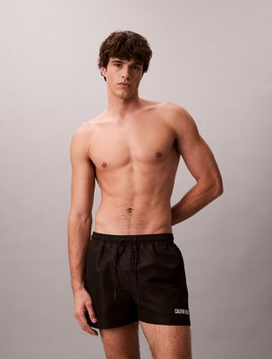 black short drawstring swim shorts - intense power for men calvin klein