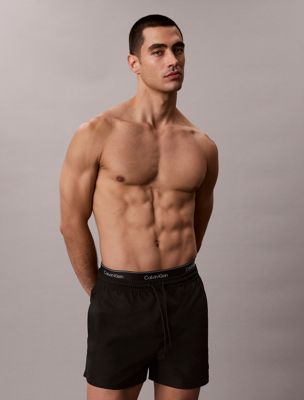 black short metallic waistband swim shorts for men calvin klein