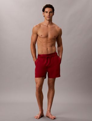 red medium metallic waistband swim shorts for men calvin klein