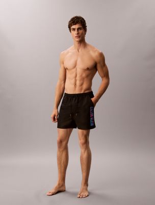 black medium drawstring swim shorts - intense power for men calvin klein