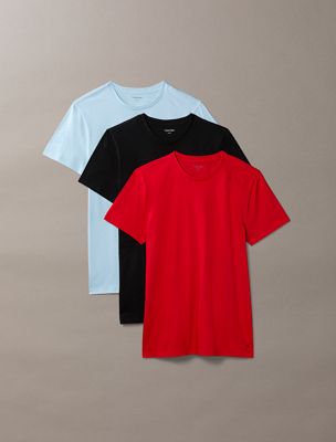 multi 3 pack crewneck t-shirts - 100% cotton for men calvin klein