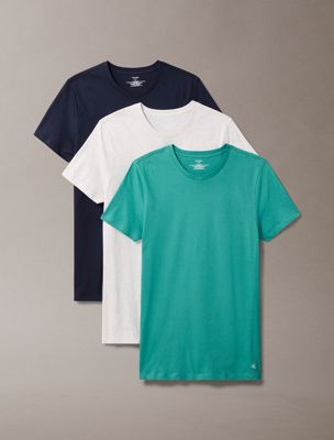  lively teal 3-pack t-shirt van - 100% katoen voor heren - calvin klein
