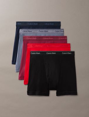boxer aderenti in confezione da 5 - 100% cotton holiday multi da uomini calvin klein