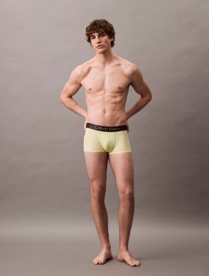 pale lime yellow low rise trunks - micro stretch for men calvin klein