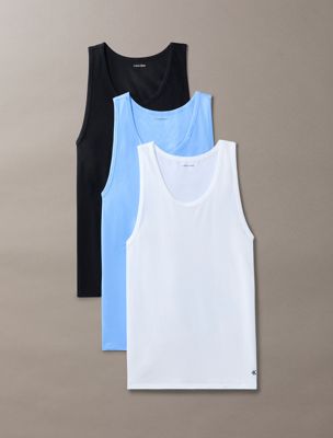 multi 3 pack tank tops - cotton stretch blend for men calvin klein