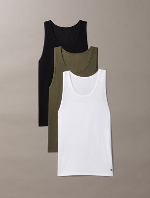multi 3 pack tank tops - cotton stretch blend for men calvin klein