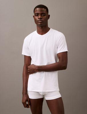 white/white/white 3 pack lounge t-shirts for men calvin klein