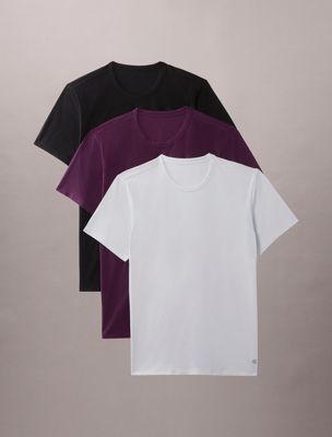 purple 3 pack slim t-shirts - cotton micro stretch for men calvin klein