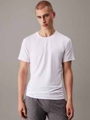 white 3 pack lounge t-shirts for men calvin klein