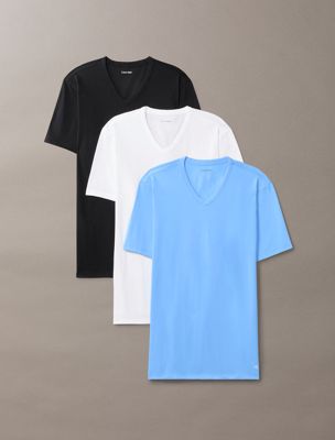 multi 3 pack v neck t-shirts - cotton stretch blend for men calvin klein