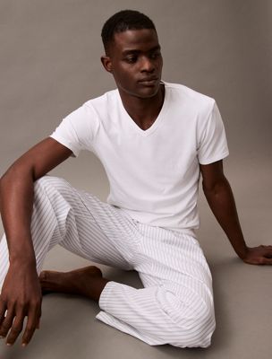 white 3 pack v-neck lounge t-shirts for men calvin klein